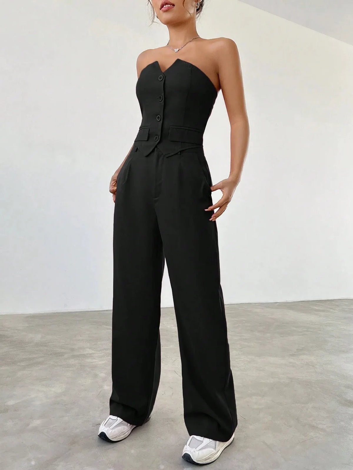 Conjunto Feminino CalÃ§a e Cropped Preto