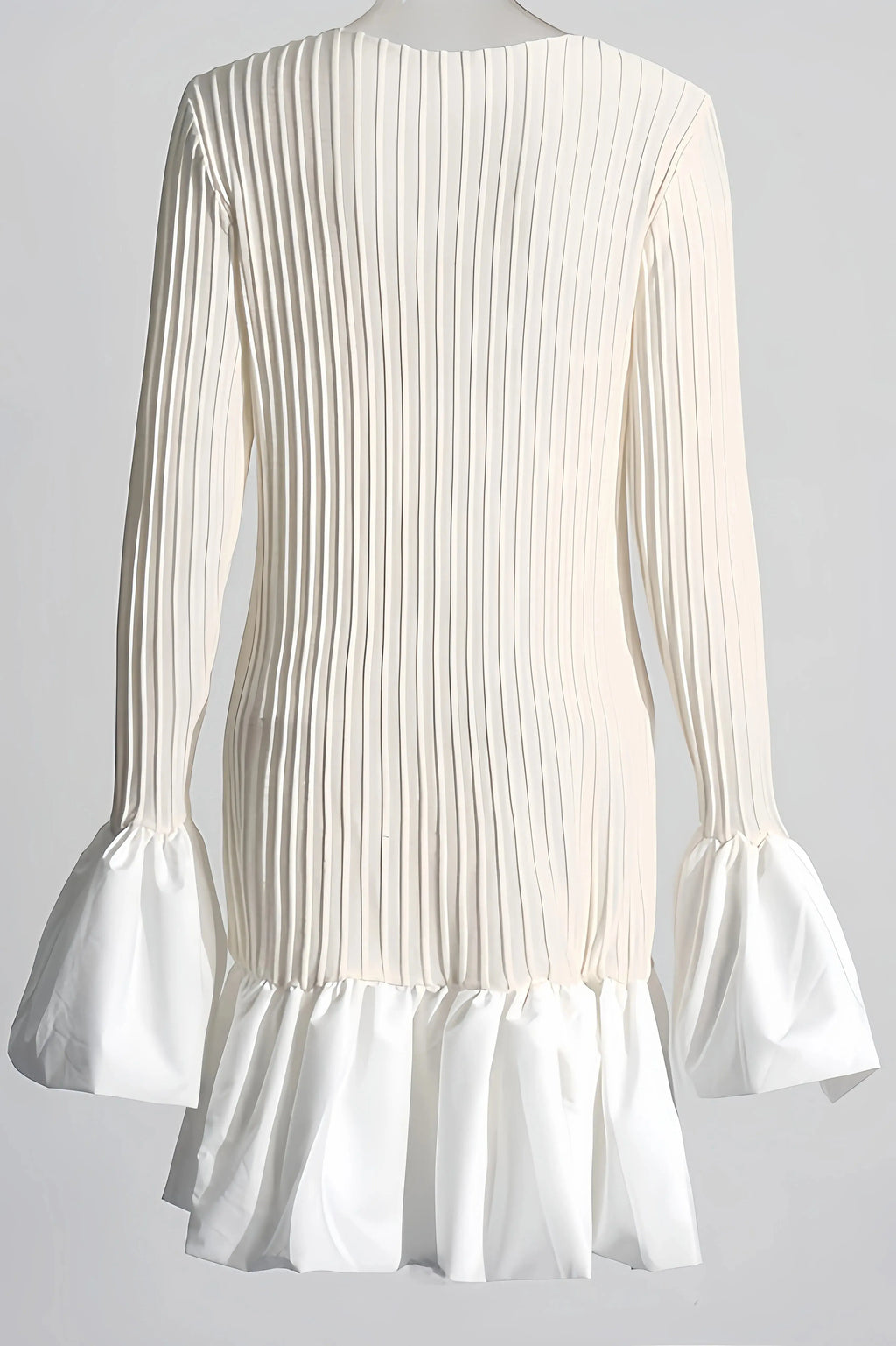 Clara Women's Elegant Pleated White Dress - Mini