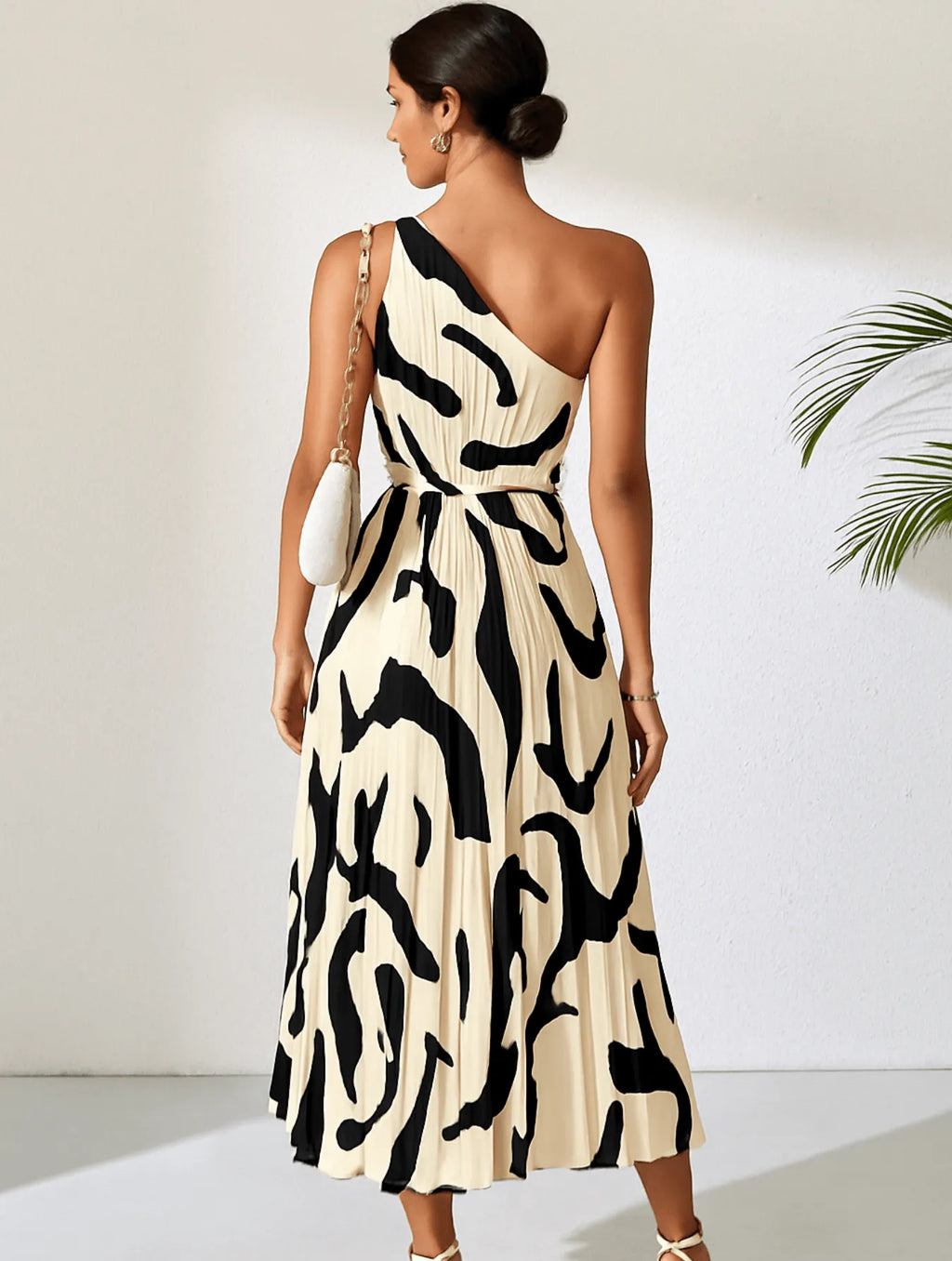 Vestido Midi Branco com Preto Taise