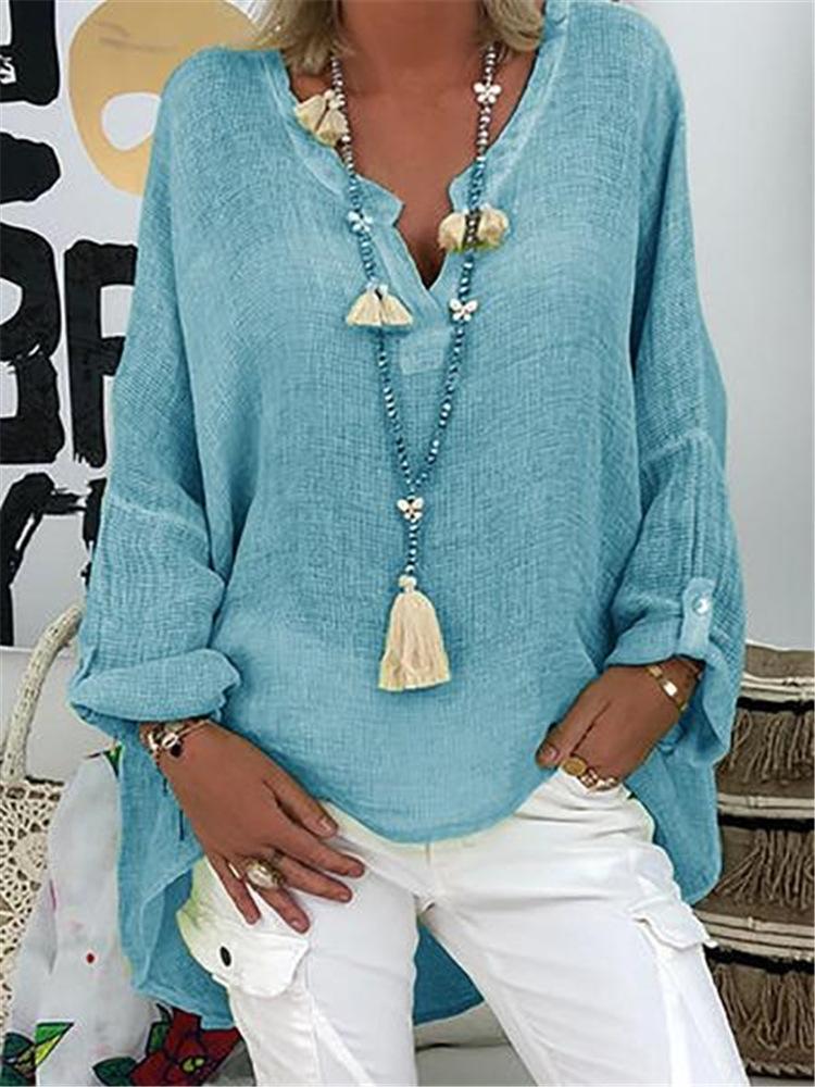 Casual Solid Color Long Sleeve Top