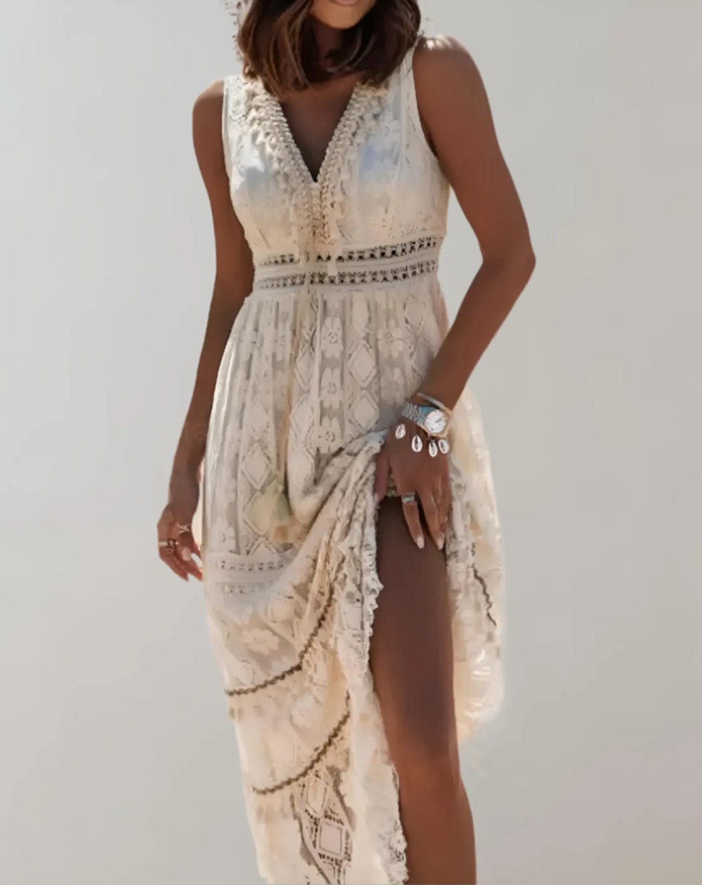 Elegantes Damen Sommerkleid Im Boho Stil