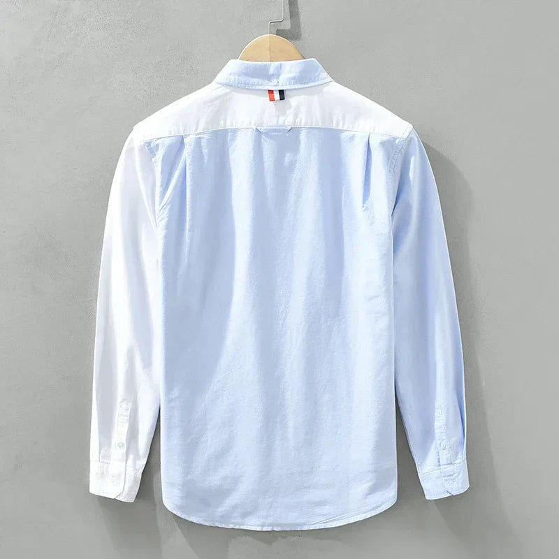 Herren Blaues Patchwork Hemd – Bequem & Stilvoll