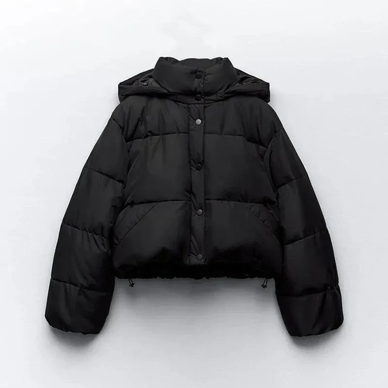 - Kapuzen-Pufferjacke - Kurzer Stil