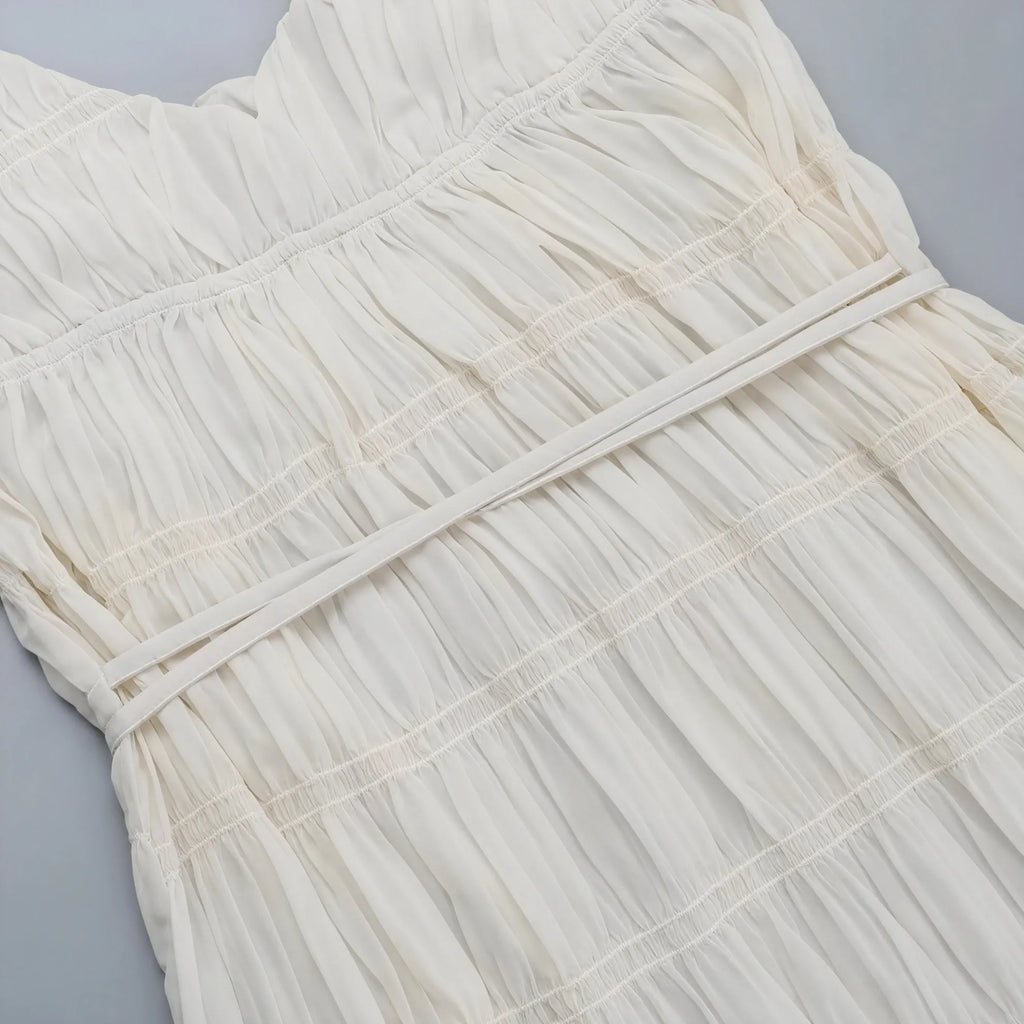 Plissiertes Maxi-Kleid mit Spaghettiträgern