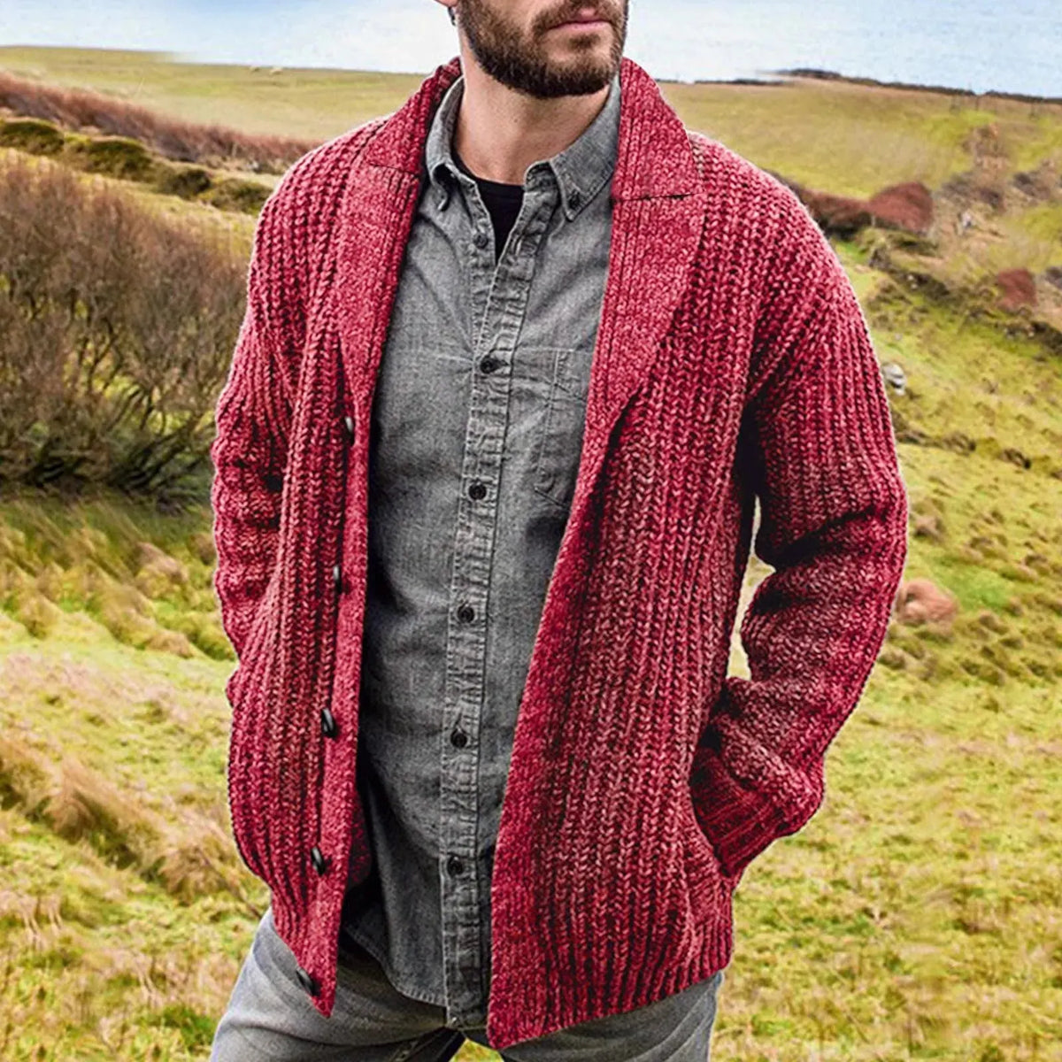 Klassische Herren Strickjacke Im Retro Stil