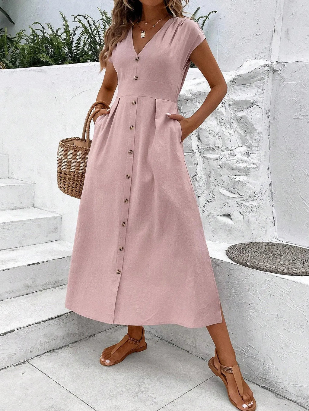 Vestido Longo Taisa Rosa
