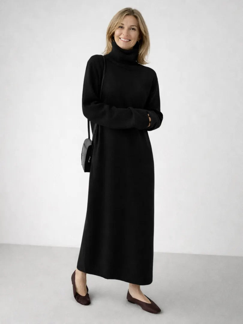 Lena | Relaxed Turtleneck Knit Maxi Dress
