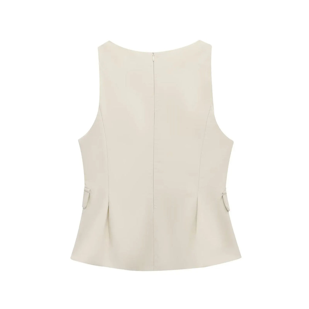 MIREILLE | Blazerstijl Dames Top Met V-Hals en Tailledetail - Stijlvol, Elegant & Perfect voor Avondjes uit