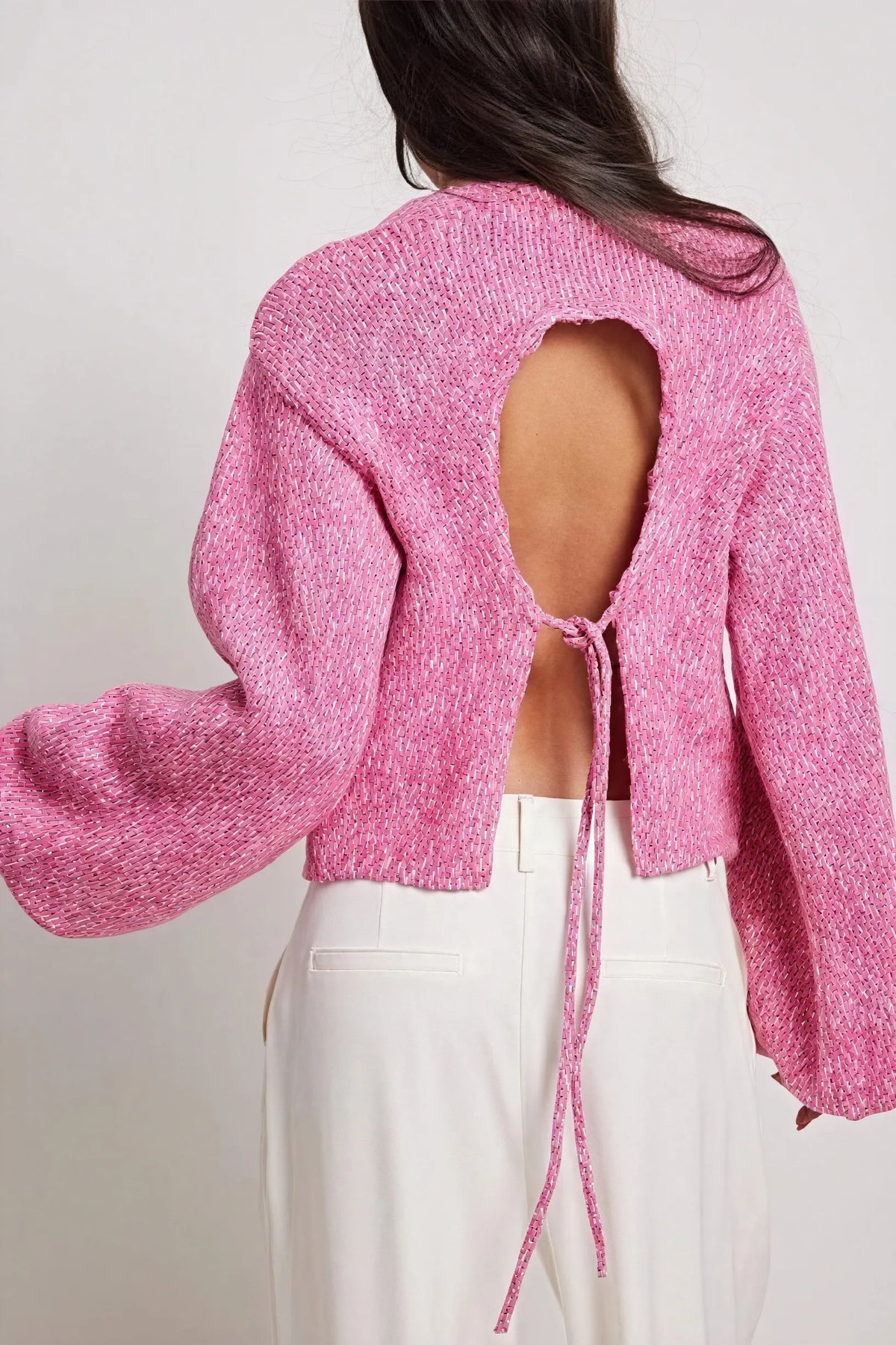Texturierter Pullover mit GlockenÃ¤rmeln