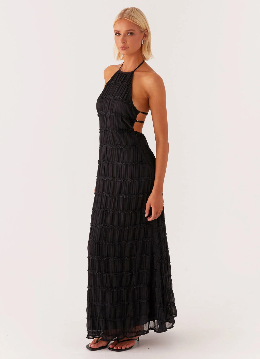 Texturiertes Halter Maxi-Kleid