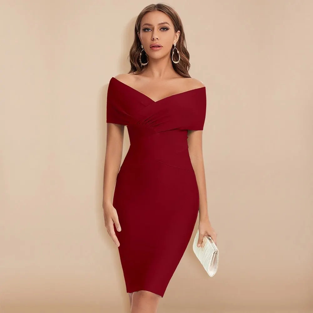 LEATE - Elegantes Verbandkleid mit V-Ausschnitt