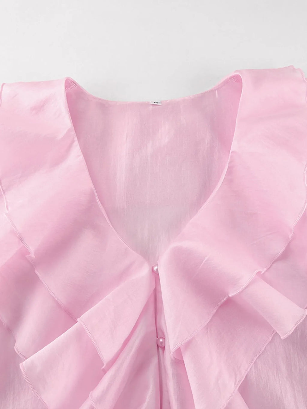 Ruffle Trimmed Long Sleeve Blouse
