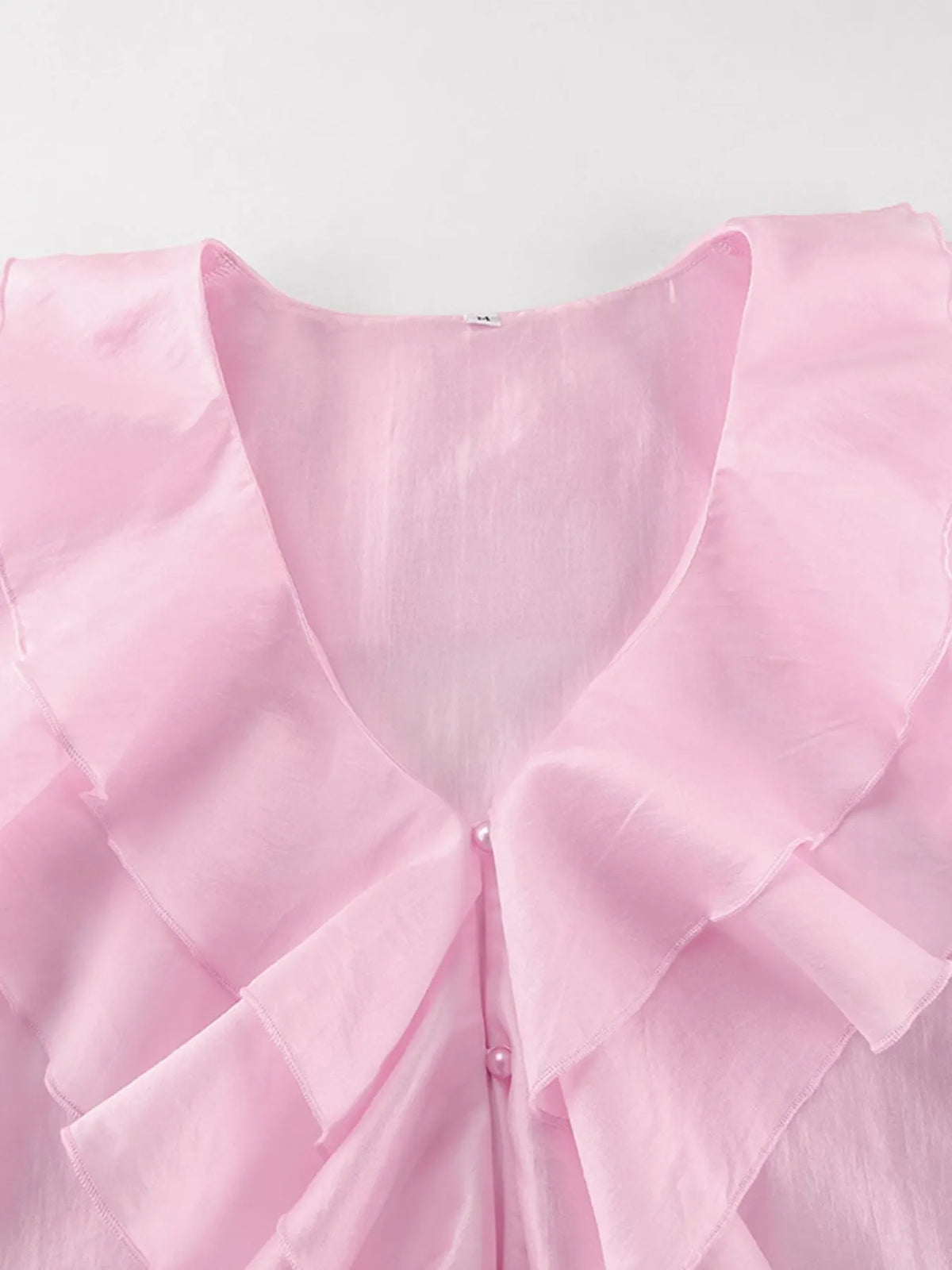Ruffle Trimmed Long Sleeve Blouse