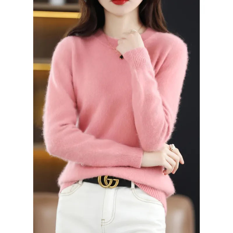 Kaschmir Pullover Damen Luxuriöser Rundhalsausschnitt, Weich & Modisch