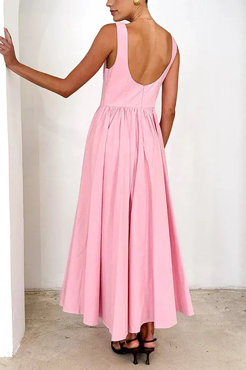 Sleeveless Open Back Swing Midi Dress