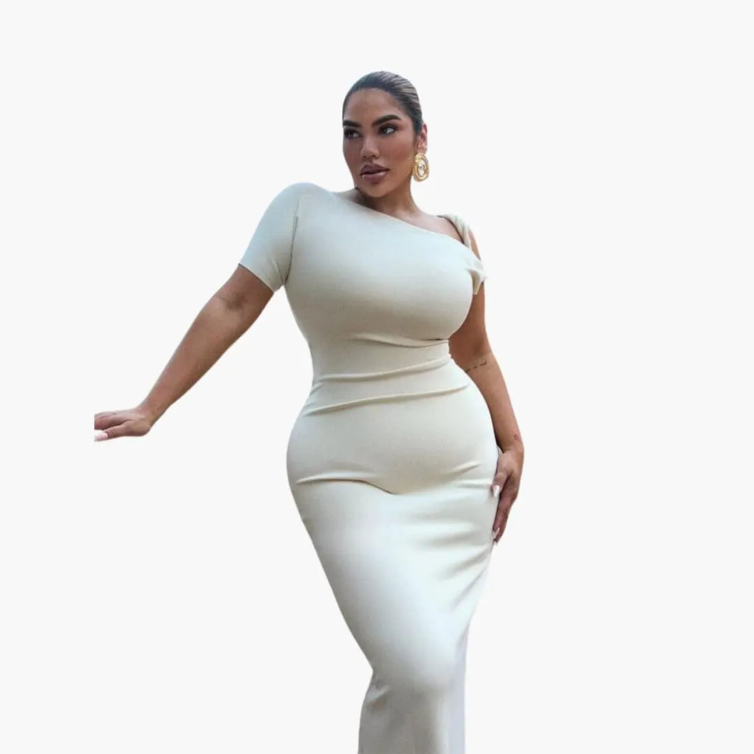 Womenâ€™s One-Shoulder Maxi Dress with Twisted Sleeve Detail