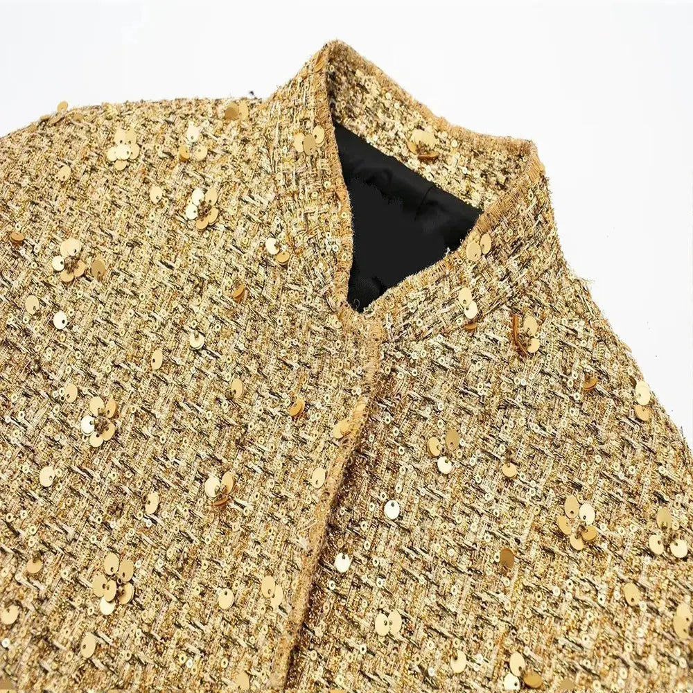 SARAH | Casual Bomberjack Met Gouden Pailletten – Comfort Meets Glamour