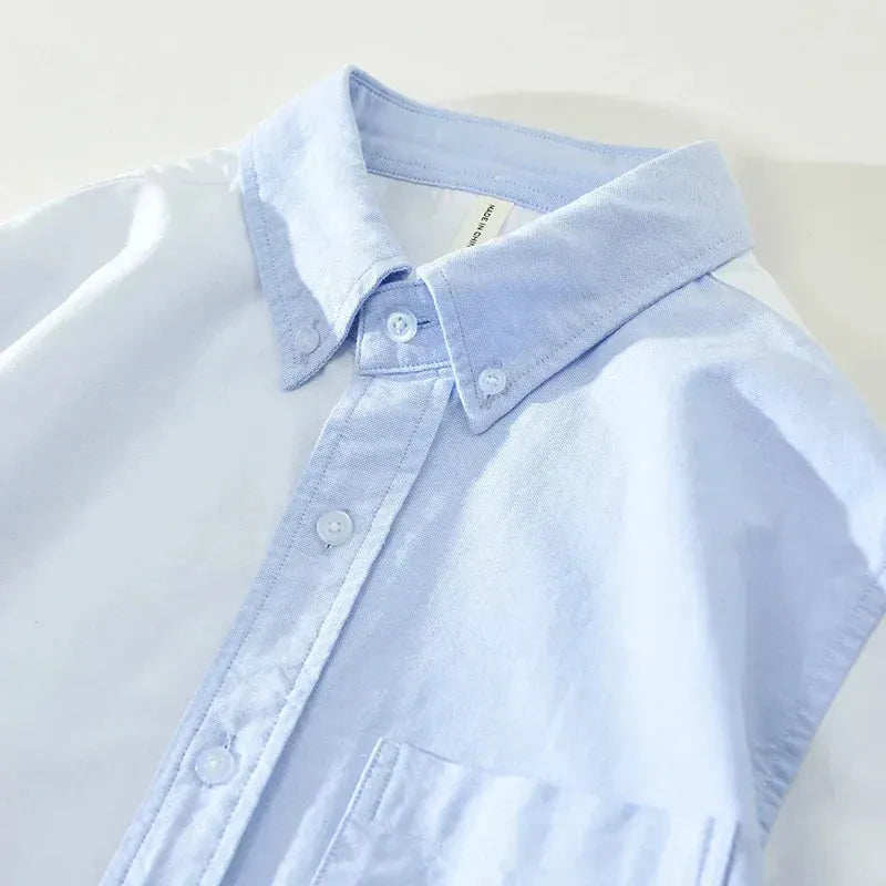 Herren Blaues Patchwork Hemd – Bequem & Stilvoll