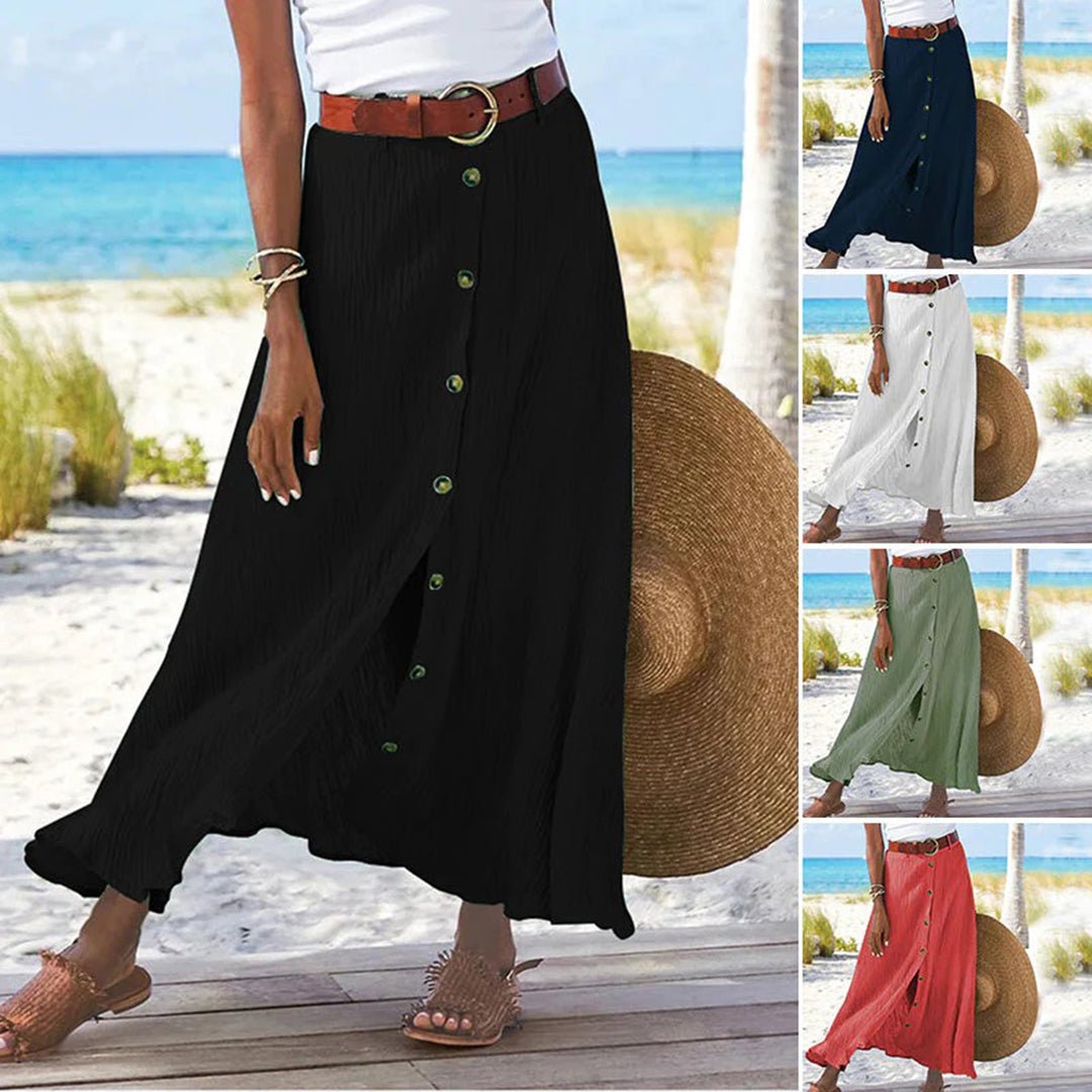 TAVIRA | Maxi Zomer Rok Voor Dames Met Blouse knoop Design - Zomers & Luchtig