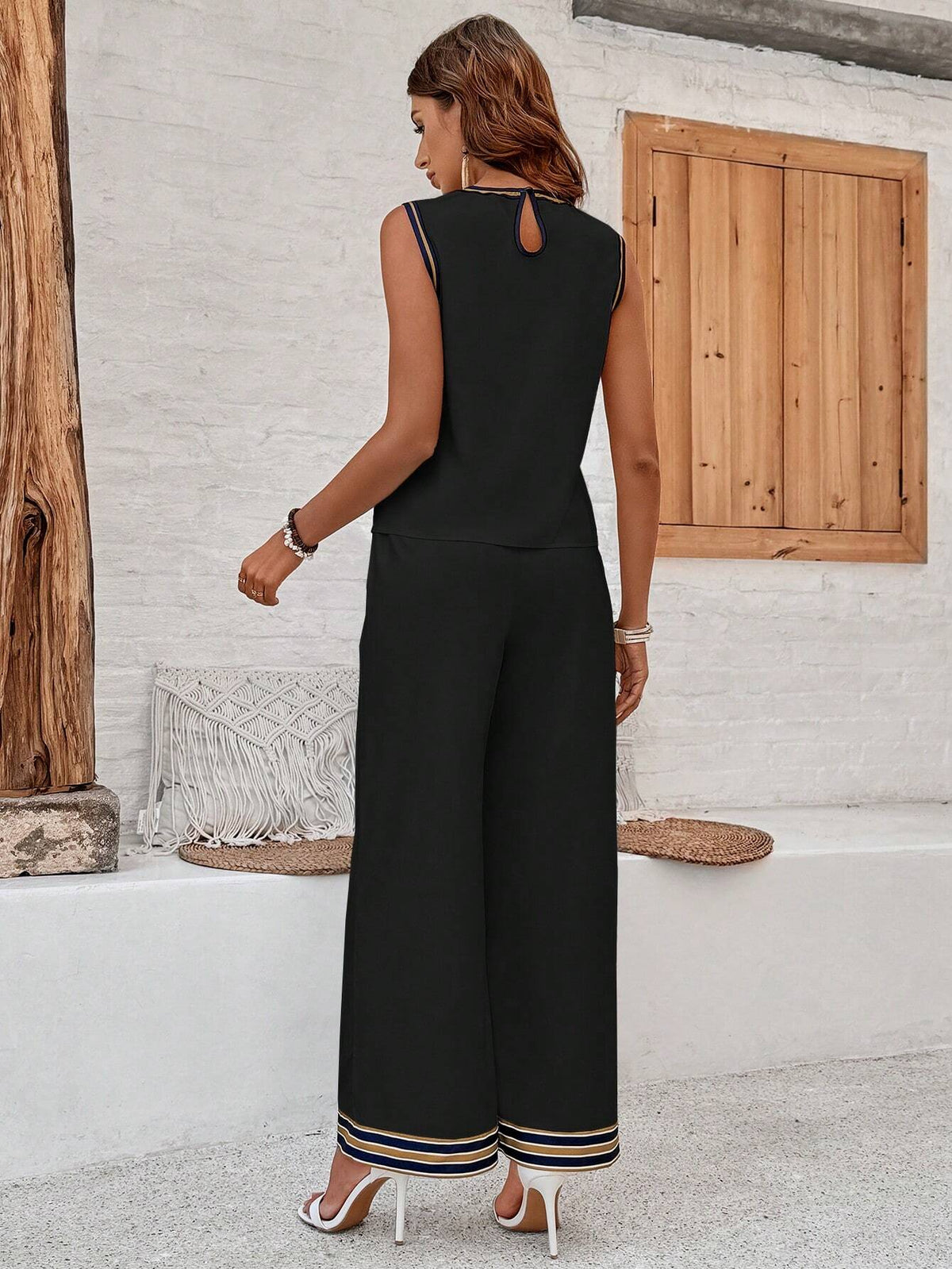 Conjunto Feminino Com Listras Preto Ana Paula