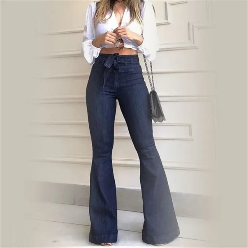 Pantalon Ã©vasÃ© Ã  lacets micro-Ã©lastiques