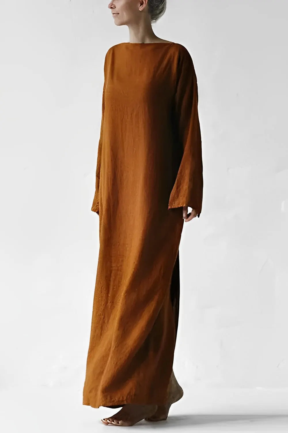 - Leinen Wickel Maxikleid