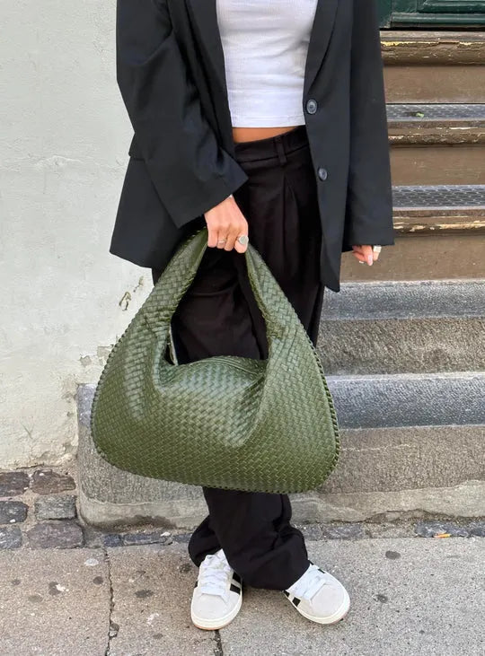 Tote Bag – Intrecciato Geweven Dames Tas, Vegan Leer & Tijdloze Elegant