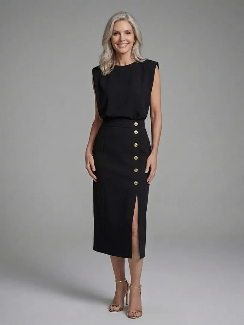 Anouk | Cap Sleeve Asymmetric Midi Dress