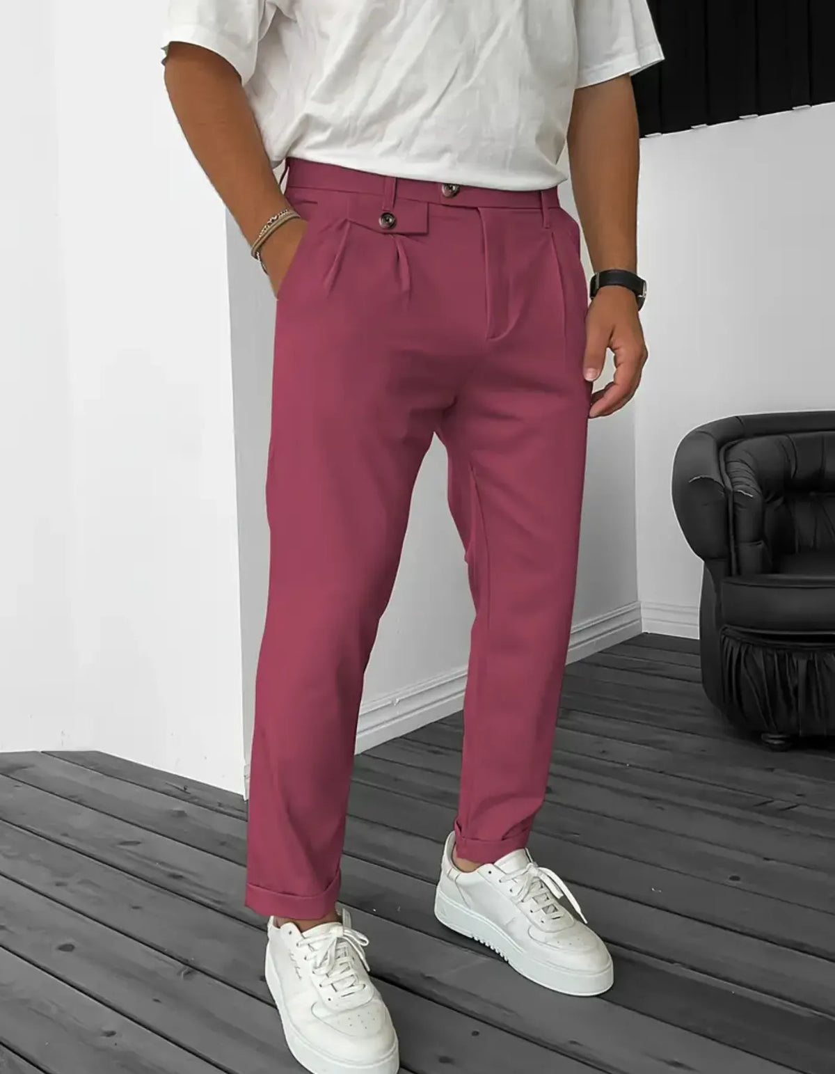 Herren Bequeme Hose Schwarz