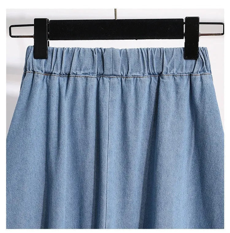 RENATA | Dames Midirok van Lichtgewicht Denim Met Knopen & Elastische Taille – Tijdloos, Comfortabel en Casual Chic