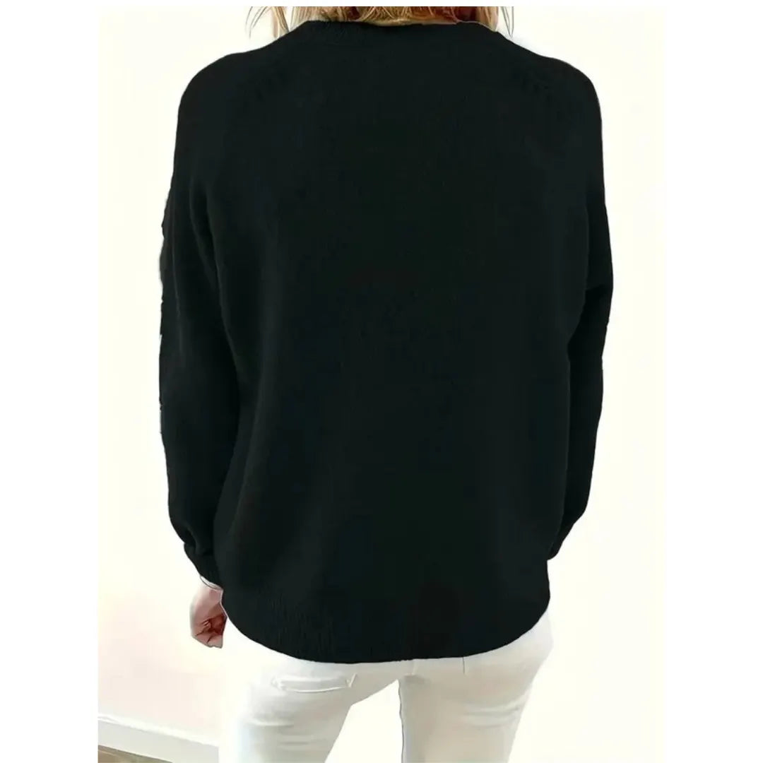 Trui voor Dames met Knoopdetail en V-hals