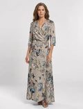 Margaret | Three Quarter Sleeve Floral Maxi Wrap Dress
