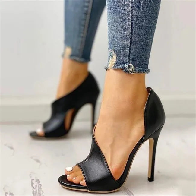 Open toe stiletto heel pumps