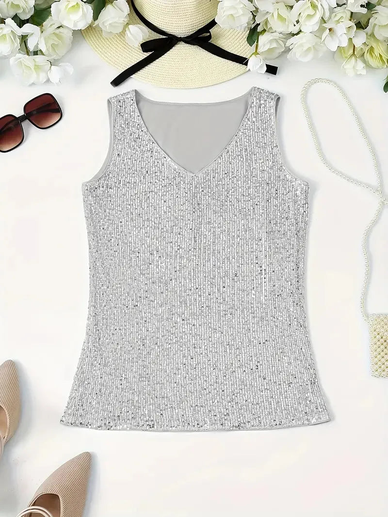 Elegantes Ärmelloses Top mit Pailletten