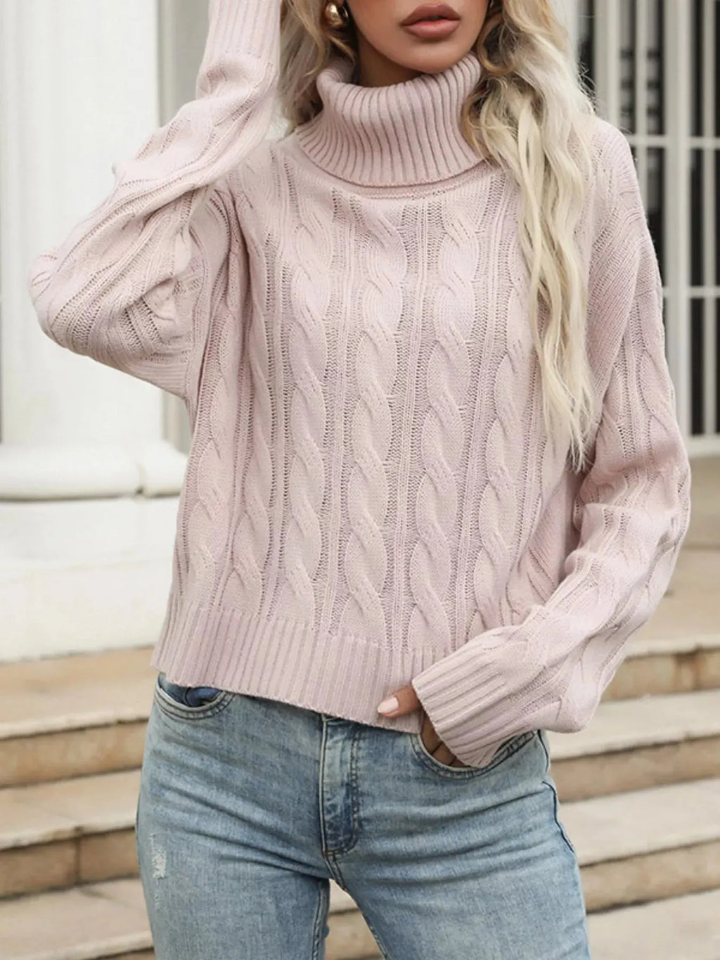 Cable Knit Turtleneck Sweater
