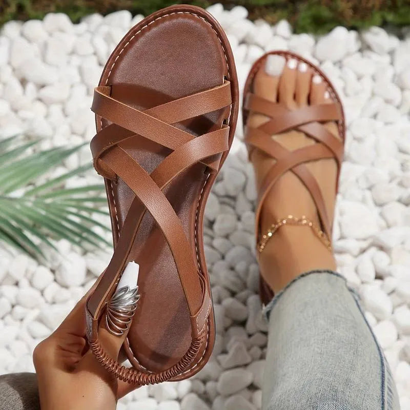 Crisscross Flache Sandalen mit Rutschfester Riemen