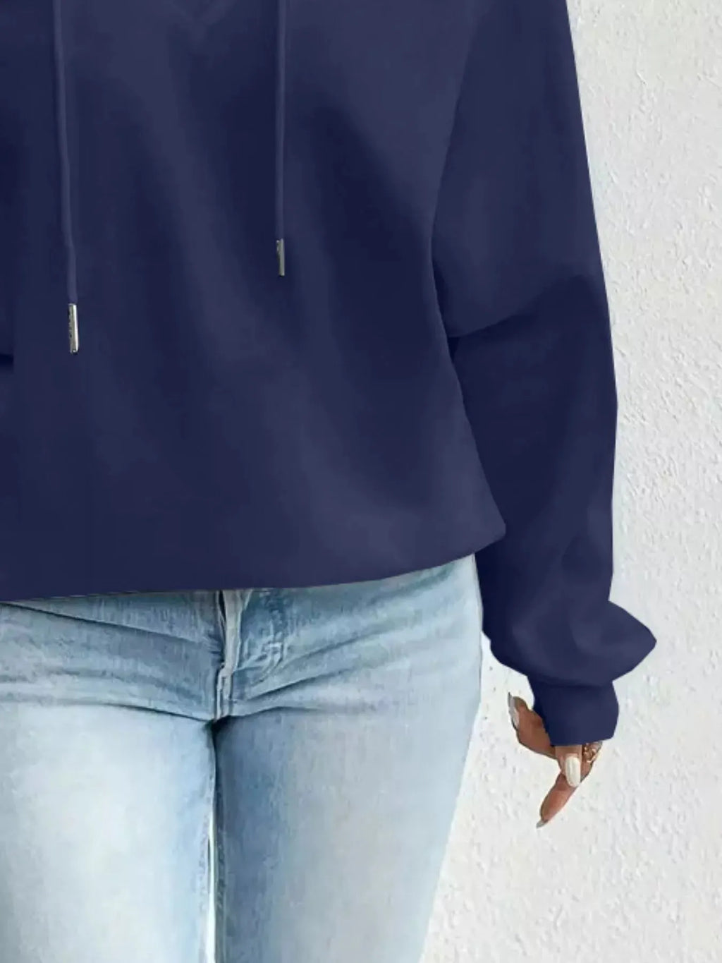 Full Size Off-Shoulder Drawstring Long Sleeve Top Plus Size