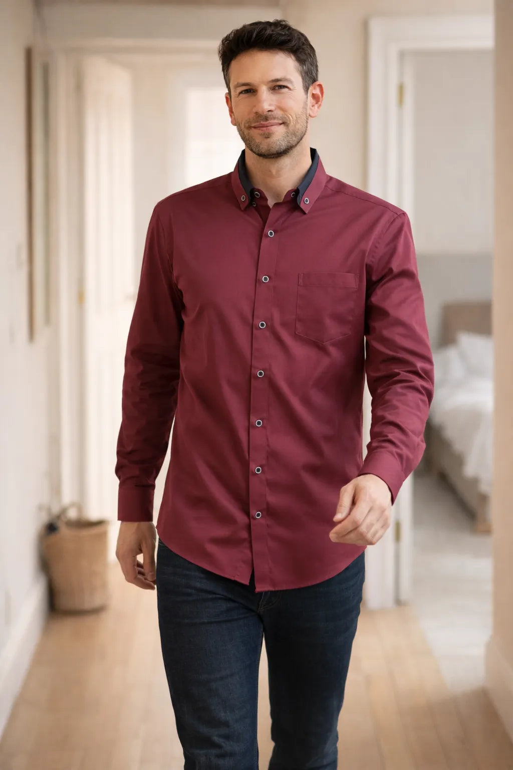 Herren Hemd langarm casual Knopfleiste