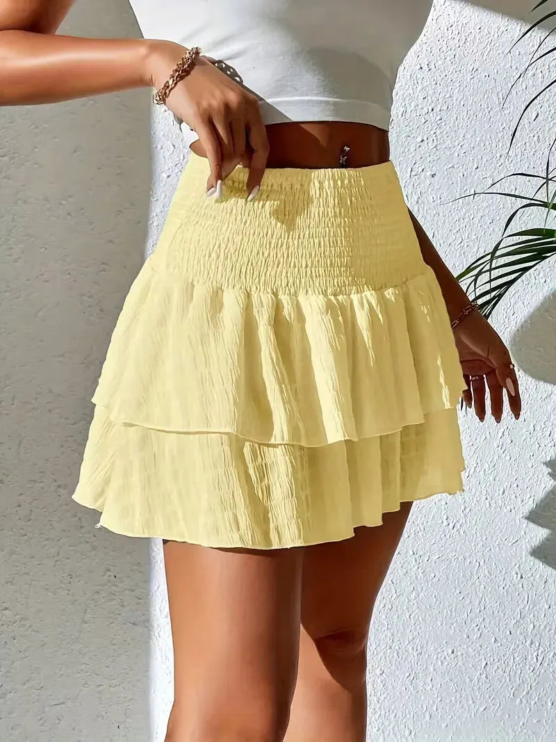 Playful Pleated Skirt for Women with Layered Ruffles