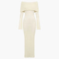 Womenâ€™s Off-Shoulder Maxi Dress with Decorative Finish