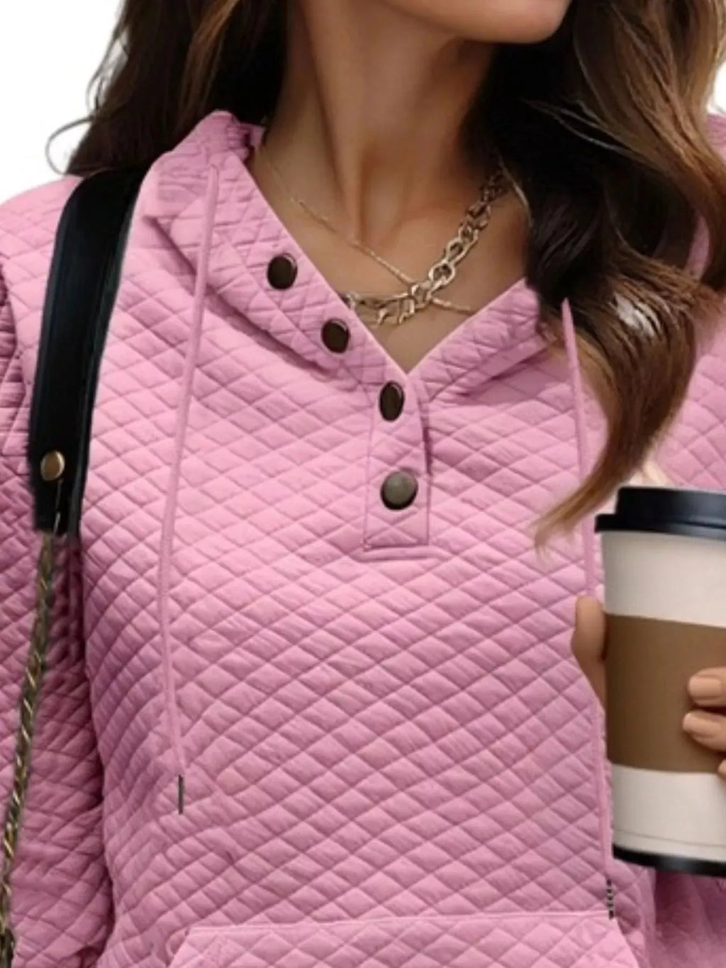 Drawstring Textured Dropped Shoulder Hoodie