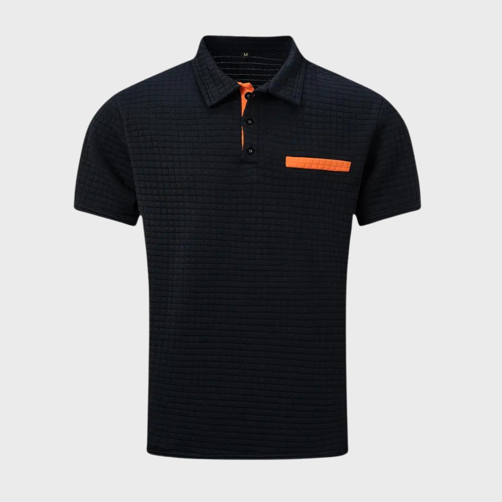 - Texturiertes Poloshirt