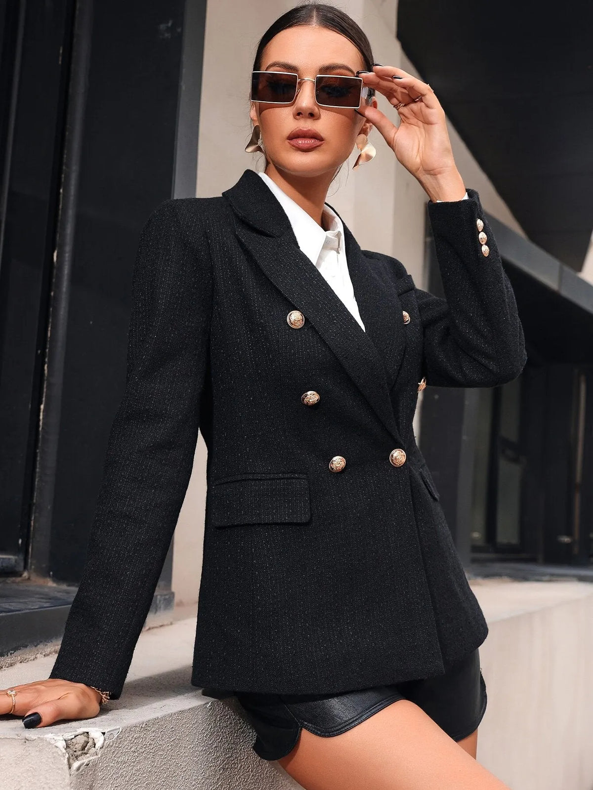 Blazer Feminino Preto Elegante Modelo Rafaella