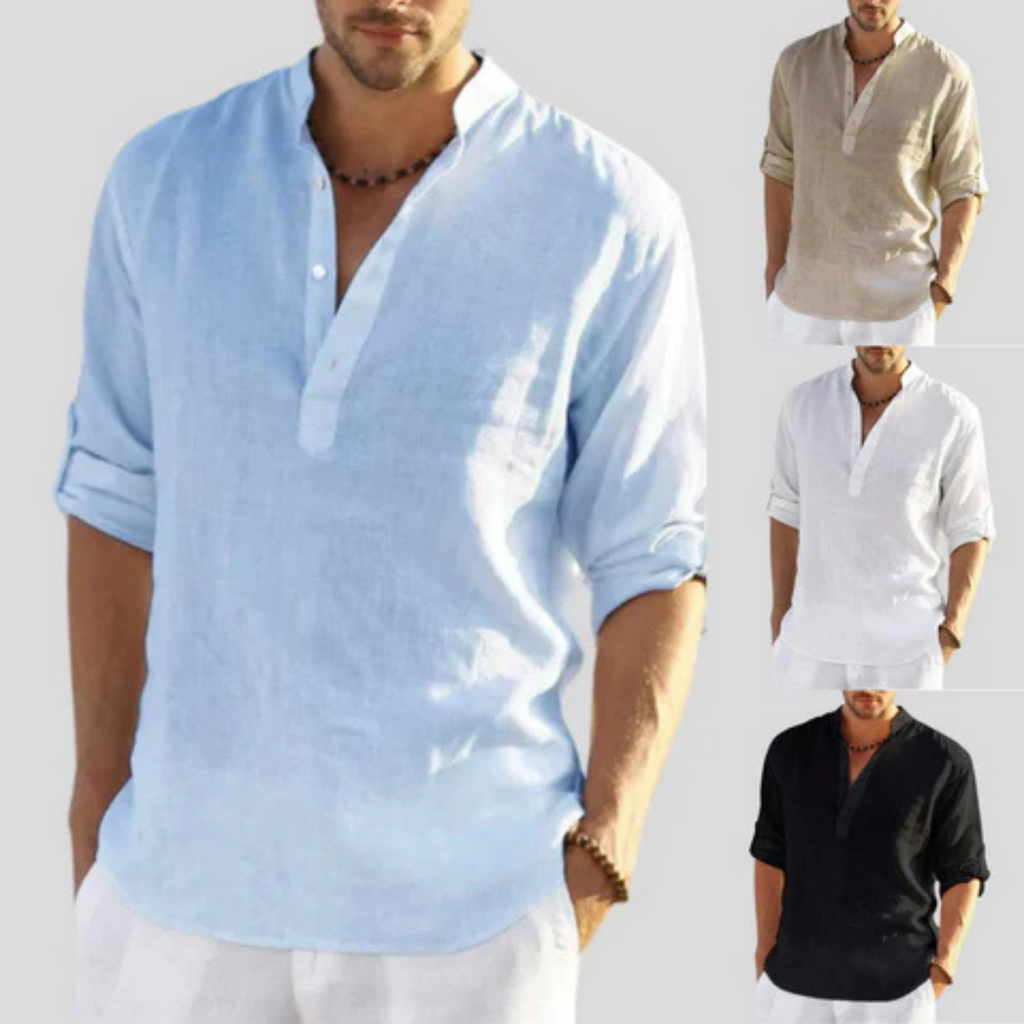 Herren Langarm Poloshirt Schwarz