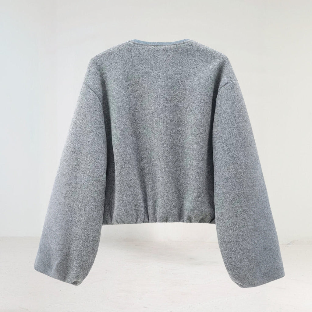 ISALIE | Cropped Wollen Dames Tussenjas Met Ronde Hals – Modern, Speels & Perfect Voor Tussen Seizoenen