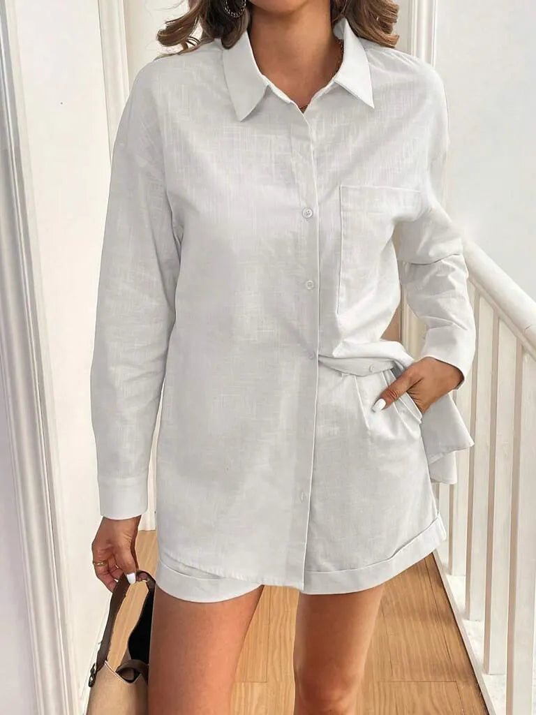 Conjunto Feminino Short e Blusa 100% AlgodÃ£o Jasmine Branco