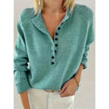 Trui voor Dames met Knoopdetail en V-hals