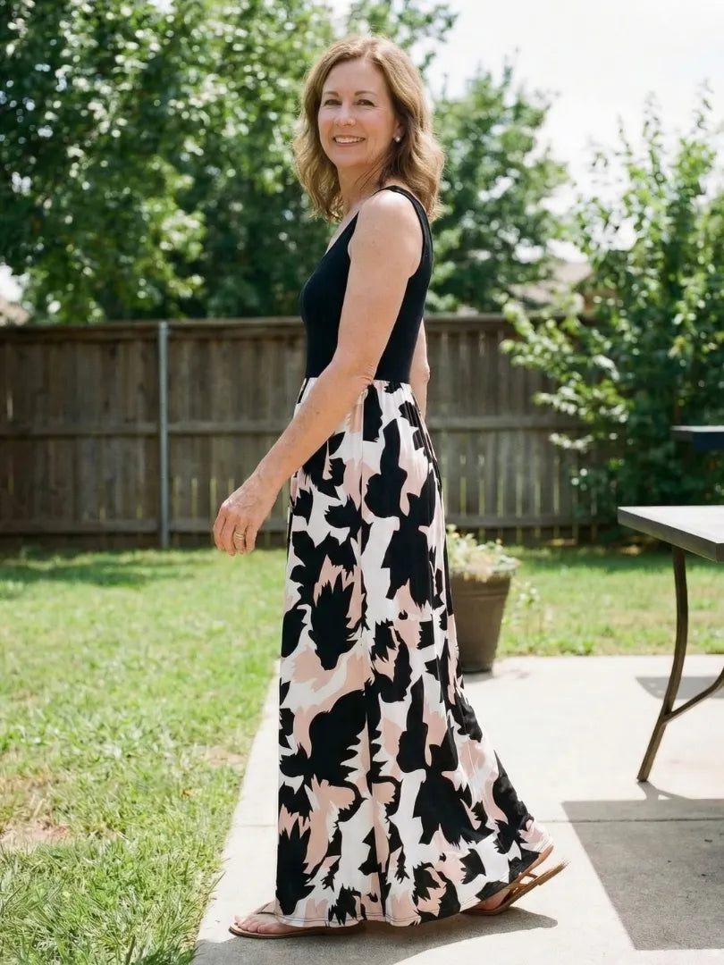 ZÃ©phira | Sleeveless Scoop Neck Printed Maxi Dress