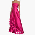 Women's Evening Dress with Strapless Design and Circular Hem Details