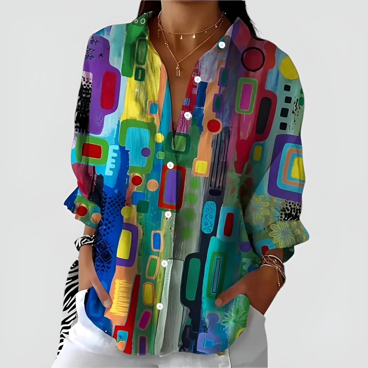 Katrine | Bluse med geometrisk mønster